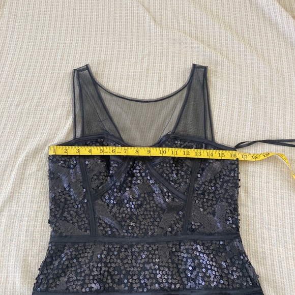 BCBG Black Mesh Sequence Pleated Dress - Picture 10 of 13